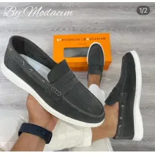 Baladeuse En Cuir Pour Hommes-gris