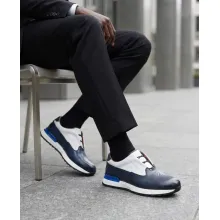paire de sneakers Berluti en cuir-bleu nu